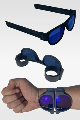 Folding Sunglasses with Slap Bracelet Arms - BLACK ARMS  display picture 1