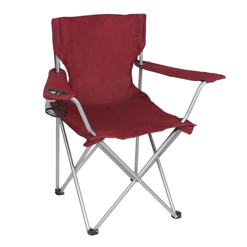 Basic Quad Folding Camp Chair with Cup Holder, Red, Adult - Picture 4 of 12