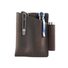 EDC Leather Pocket Organizer Slip Pouch Case For Knife Flashlight with Pen Loop