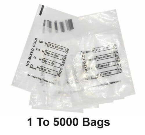 Plastic Coin Money Bags Cash Denominated Bank Pound Sterling Pence