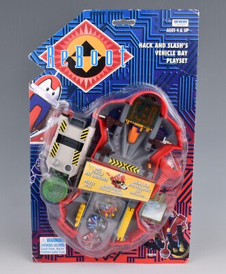 Vintage Irwin Toy ReBoot Spielset - Hack And Slash's Vehicle Bay 1995 *MOC*