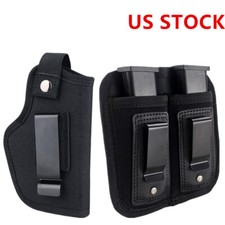Tactical Concealed Pistol Left Right Hand Gun Holster with Double Magazine Pouch