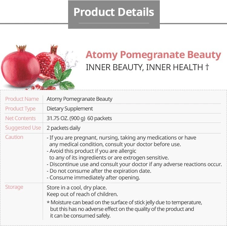Atomy Pomegranate Beauty 30 paquetes vendedor de EE. UU. envío rápido Foto 3 de 4
