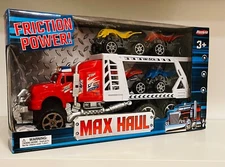 Hunson Trading Truck with 4 Small Racing car Friction power Max Haul New Toy