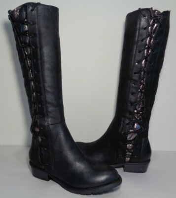 Volatile Size 6 M DUNN Black Pewter Lace Knee High Boots New Womens Shoes