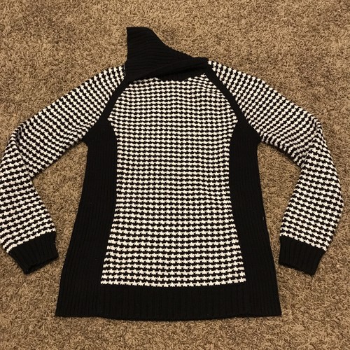 Pull Liz Claiborne Femme Petite Taille S Noir Et Blanc - 100% Coton, Rayé, état Excellent