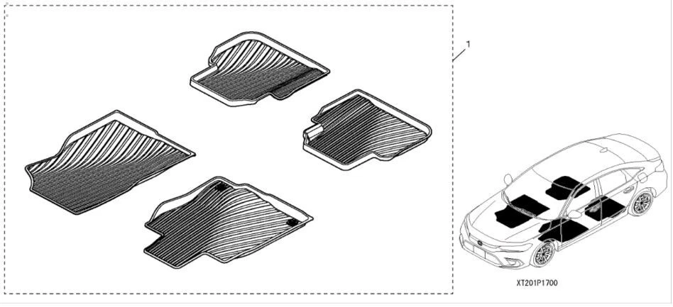 2022-2026 Genuine Honda Civic 4dr & 5dr All Season Floor Mats OEM 08P17-T20-110 - Image 2 of 2