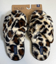 NWT Rachel Roy Womens Leopard Print Slippers Memory Foam Size Small 5-6 Beige