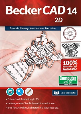 BeckerCAD 14 2D - 3 User Lizenz - CAD -Konstruieren - Zeichnen -Download Version