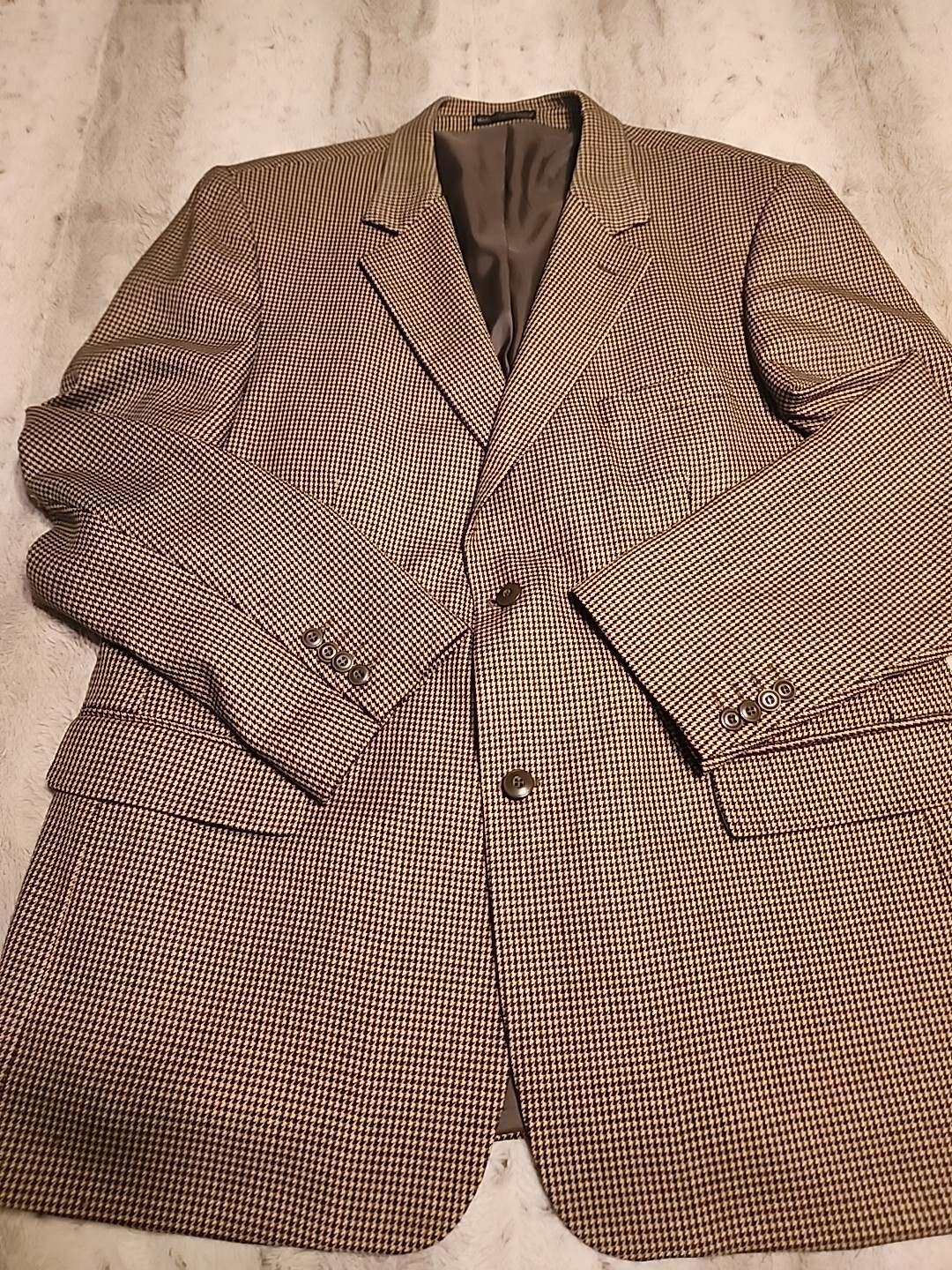 Blazer Vintage Tailors Fineria Fila Marrone Houndsth 100% Lana d'Agnello 46R Africa