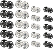 Sewing Snaps,120 Sets 8 mm and 10 mm,Black and Silver, Sew-on Snap Buttons Me...