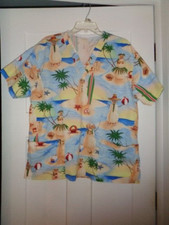 Christmas Scrub Top Beach Snowman Sand Palm Tree Surf Board Peaches Uniform LG