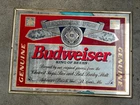 Vintage BUDWEISER Glass Sign 1995 KING OF BEERS