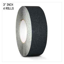 4 PACK 3" x 60FT BLACK ROLL SAFETY NON SKID TAPE ANTI SLIP GRIP SAFE GRIT