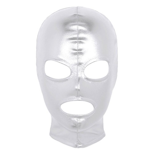 Unisex Face Mask Latex Metallic Open Eyes and Mouth Full Mask Hood Cosplay Props - Picture 27 of 51