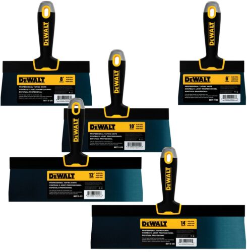 DEWALT Drywall Taping Knife Set Premium Blue Steel 6-8-10-12-14" w/ Soft Grip - Picture 1 of 6