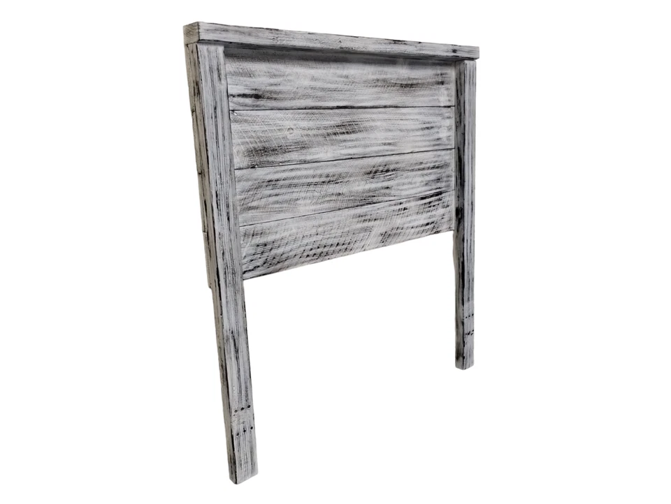 Cabecero de madera maciza artesanal envejecido encalado tamaño doble hecho en EE. UU. HBTWH Foto 2 de 4