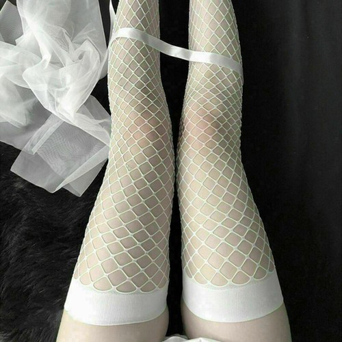 Women Girls Fishnet Stocking Thigh High Sexy Lingerie Socks Hosiery Bow Black - Picture 19 of 55