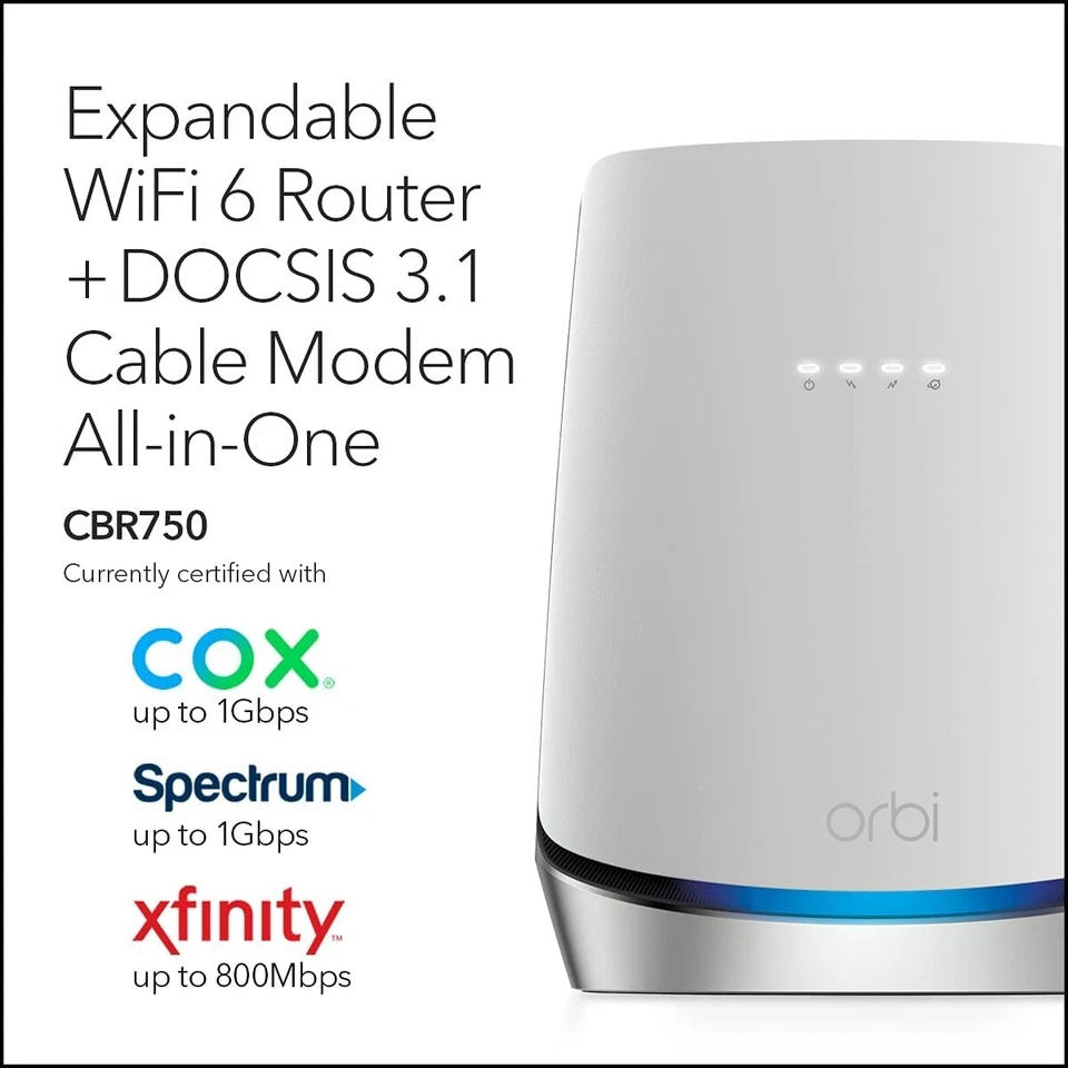NETGEAR Orbi WiFi 6 Router with DOCSIS 3.1 Built-in Cable Modem - Image 3 of 4