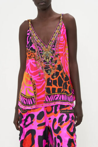 449 $ Camilla Franks 100 % Seide Tanktop mit Träger Perlen Ändern Sie immer Ihre Punkte