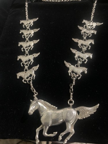 Collar DE COLECCIÓN NAVAJO Artista Glenn Sandoval GS Plata Esterlina 11 Caballos 69.6 Gramos - Imagen 6 de 18
