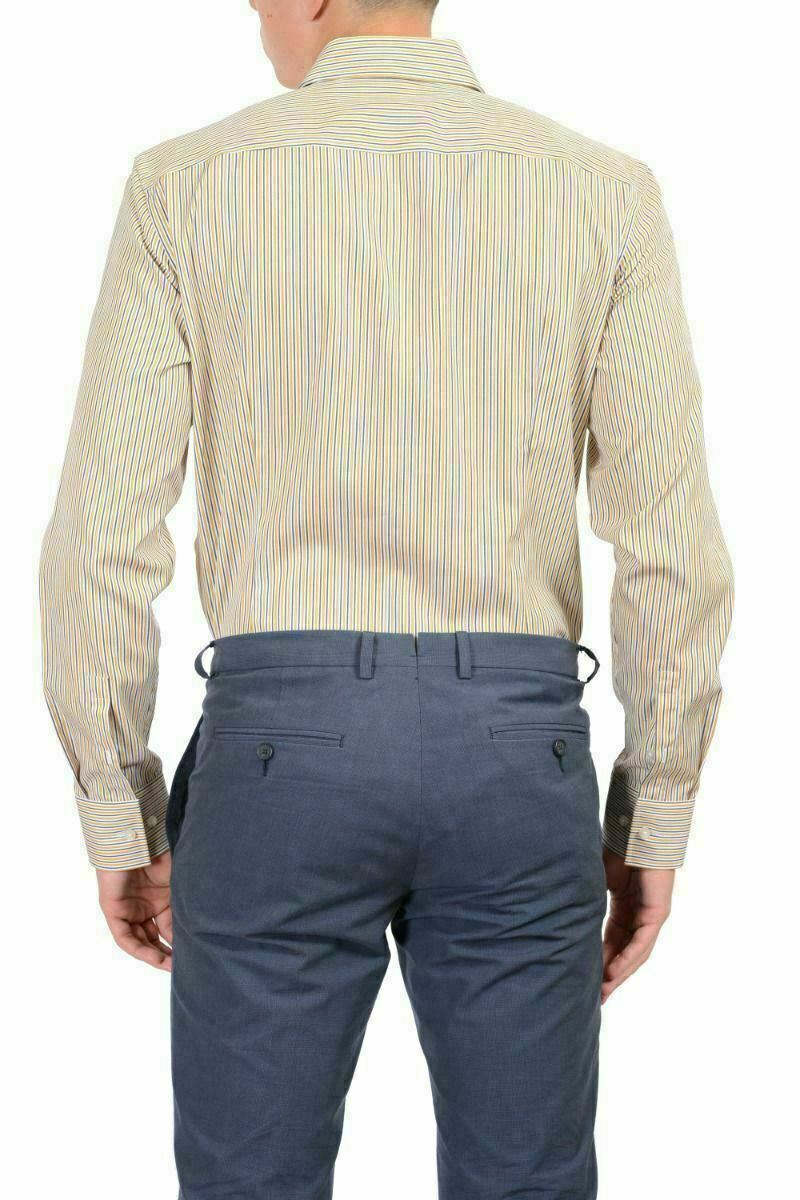 Chemise Homme Décontractée Hugo Boss - Taille M (IT 50) - Multicolore Rayée - 100% Coton - Neuf Avec étiquettes
