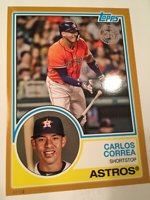 2018 Topps 1983 Parallel 5x7 Jumbo Carlos Correa 92 /10 Gold