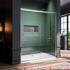 ELEGANT 58.5-60"x 72'' Semi-Frameless Bypass Sliding Shower Door Polished Chrome