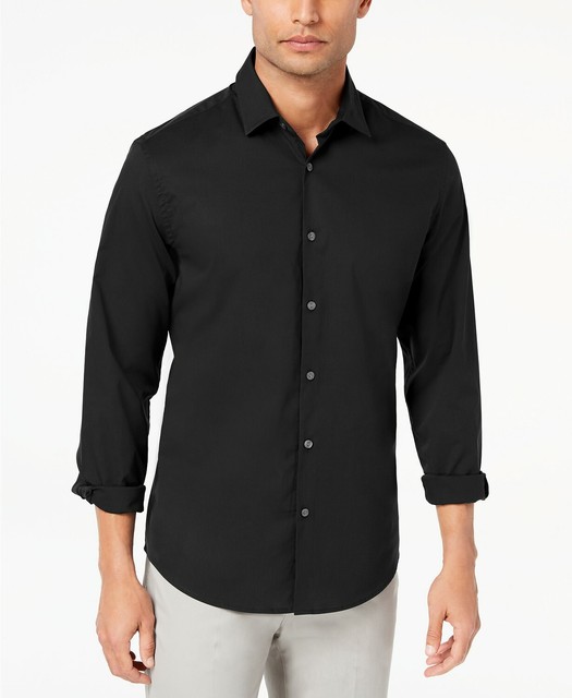 Alfani Men Dress Shirt Black Button Down Long-Sleeve Regular-Fit 16 16.5 32-33 L | eBay