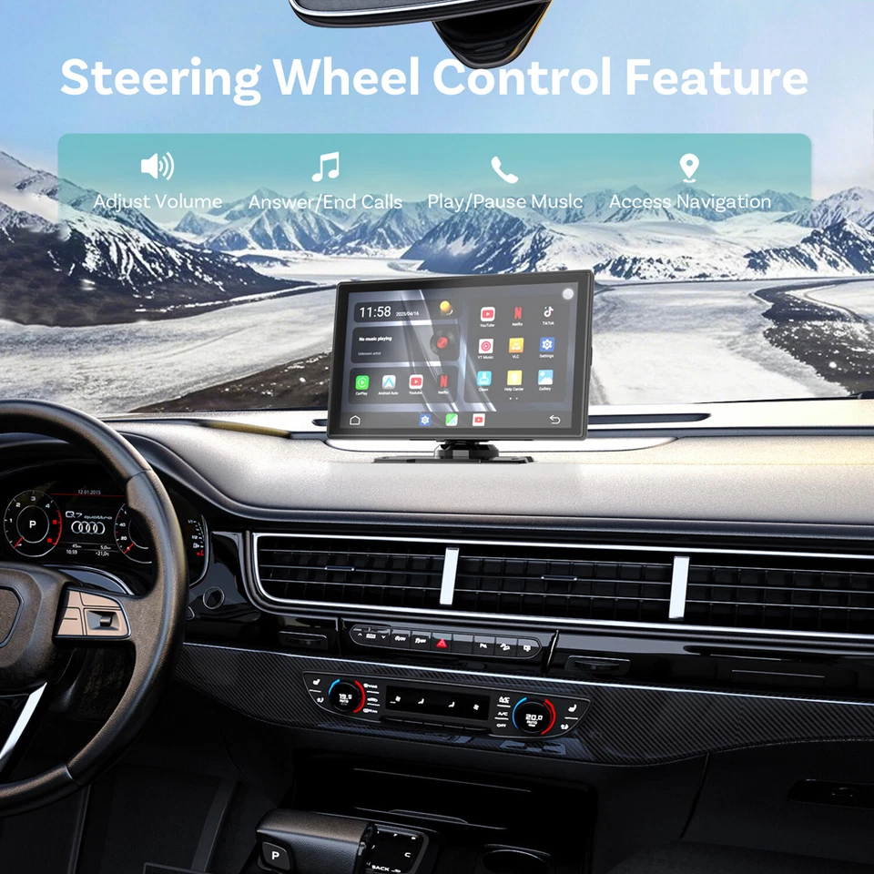 Ottocast 9" Car Screen Video Player Wireless CarPlay&Android Auto w/Rear Camera - Image 4 of 4
