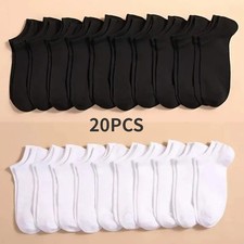 10 Pairs Unisex Casual Plain Color Boat Socks Thin Breathable Comfy Anti Odor