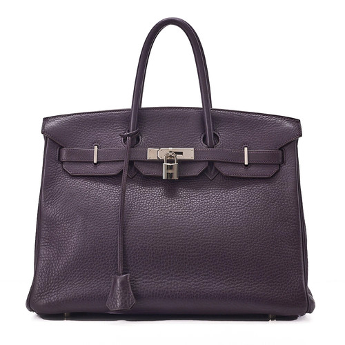 Hermes Birkin 35 Handbag Taurillon Clemence Cassis Bag r30_0722