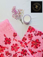 Pink-Floral Embroidered Cotton Hakoba Fabric
