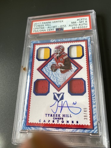 2017 Panini Vertex Tyreek Hill Psa 8 NM-Mt Auto- 4 Patches