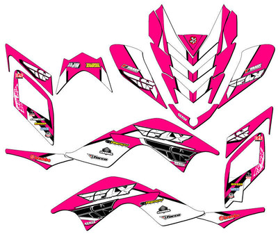2006-2008 Raptor 700 13 Fly Pink Senge Grafiken Set Kompatibel Mit Yamaha