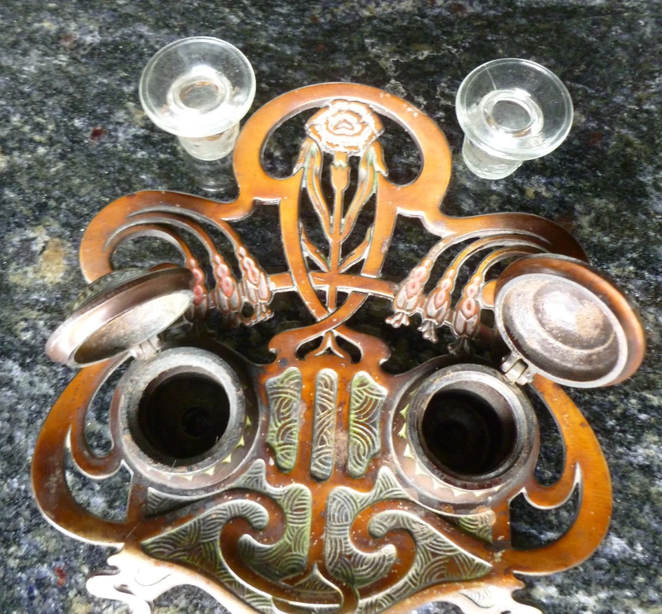 Jugendstil art nouveau Schreibtisch Garnitur Blüten Paradies top rar chic super - Bild 4 von 4