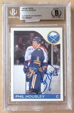 Signed  1985-86 PHIL HOUSLEY Buffalo Sabres Topps Card #63 BAS Beckett Slabbed