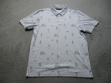 Travis Mathew Polo Shirt Mens Large White Buckets Golf Graphic Print Casual