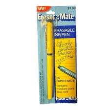 Vintage Eraser Mate Erasable Pen Blue Ink Refillable New 1978 Tested