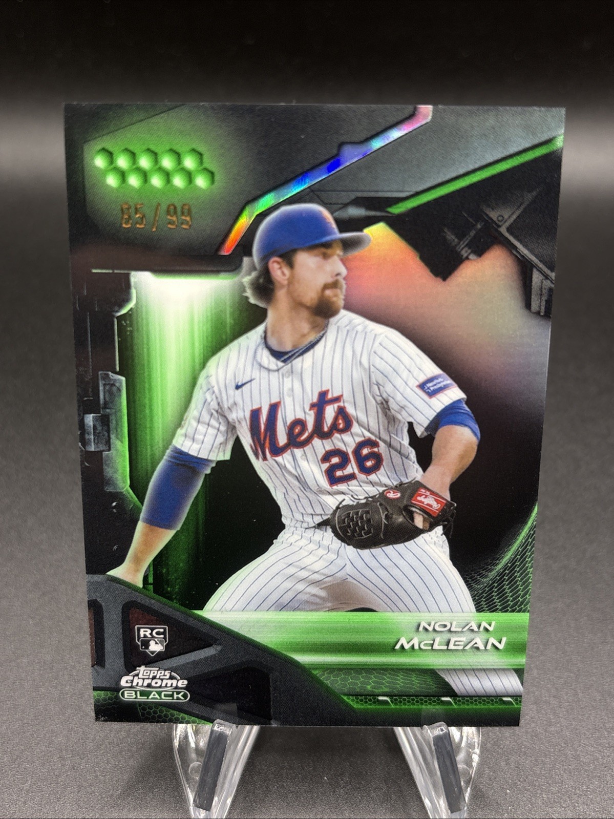 2026 Topps Chrome Black Nolan McLean RC Green /99 #65 Mets