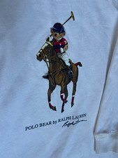Polo Ralph Lauren Girls White Polo Bear Crewneck Pullover Fleece 8-9Y