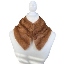 Vintage 1950s Mink Fur Collar Stole Light Brown Snap Closure