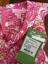 Lilly Pulitzer Girls Shift Dress Pink Floral Sleeveless Round Neck Knee 14