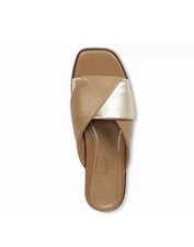 Vionic Miramar Mules Sandals Womens Size 9 Orthotic Slides Tan/Gold Leather