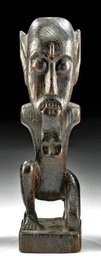 siglo XIX. Figura Borneo Dayak con certificado de autenticidad 11" Kalimantan Dayak people, pieza Bahau Foto 3 de 4