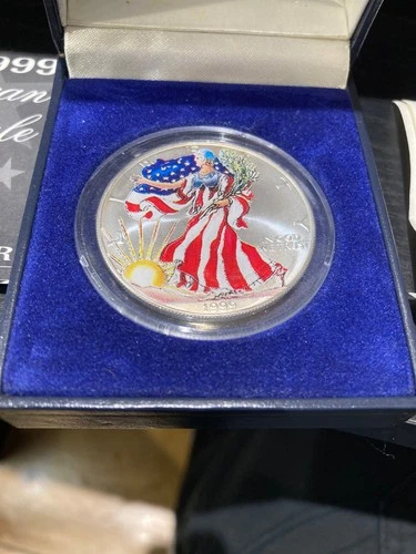 1999 1 oz Hand Painted Silver American Eagle (Brilliant Uncirculated) COA/Papers