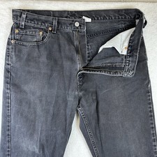 VTG Y2K Levis 505 Jeans 38X30 36X30 Black Denim Distressed Straight Leg Cotton