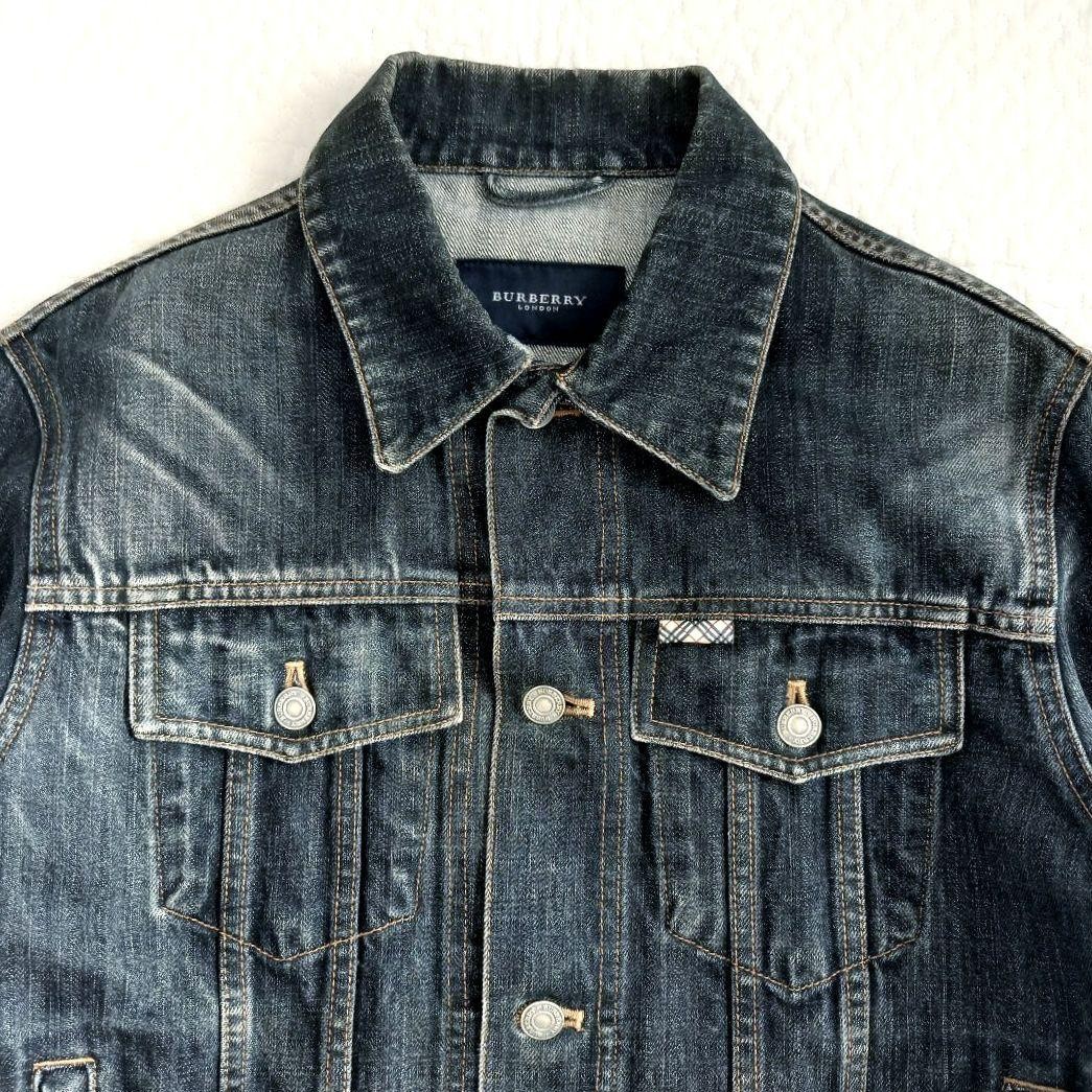 BURBELLY LONDONデニムジャケット BURBERRY LONDON Denim Jacket Men Vintage Indigo Nova Check Leather