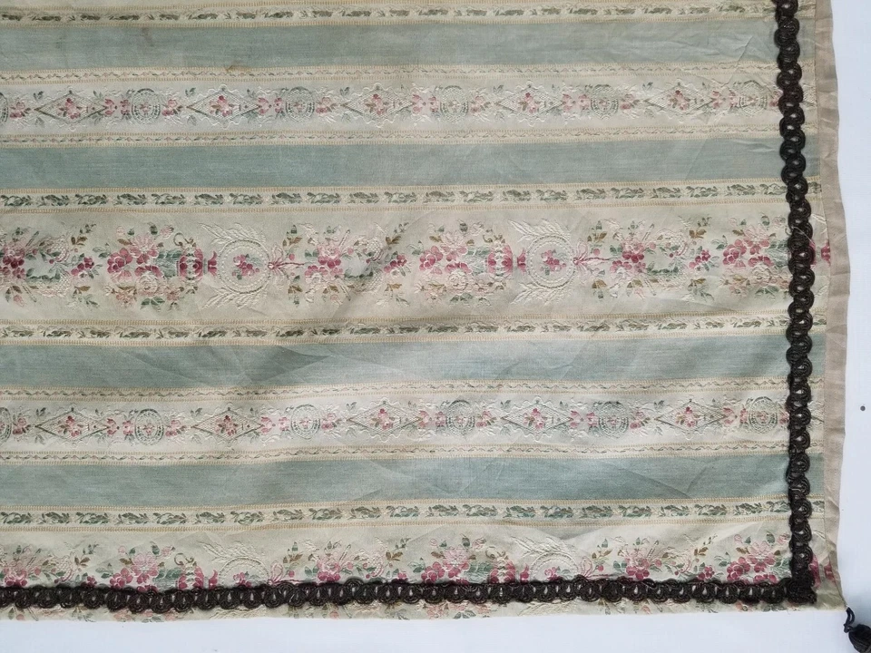 Vintage French Silk Brocade Striped Floral Table Runner 143x74cm - Image 3 of 4