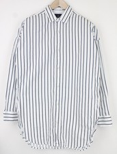 SCOTCH  SODA Ams Couture Men's M White Striped Cotton Long Sleeve Long Fit 